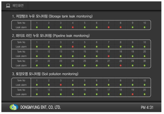 누출오염감지 UI