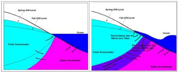 해수와 담수의 이동특성