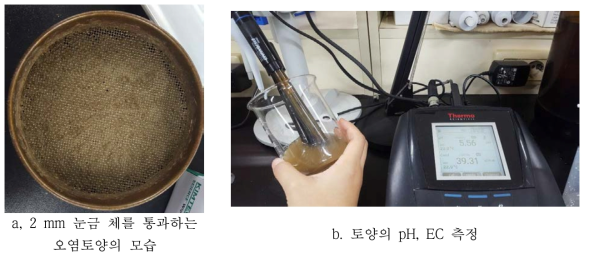 채취된 토양시료의 특성 분석