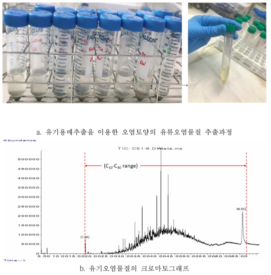 채취된 토양시료의 분석 결과