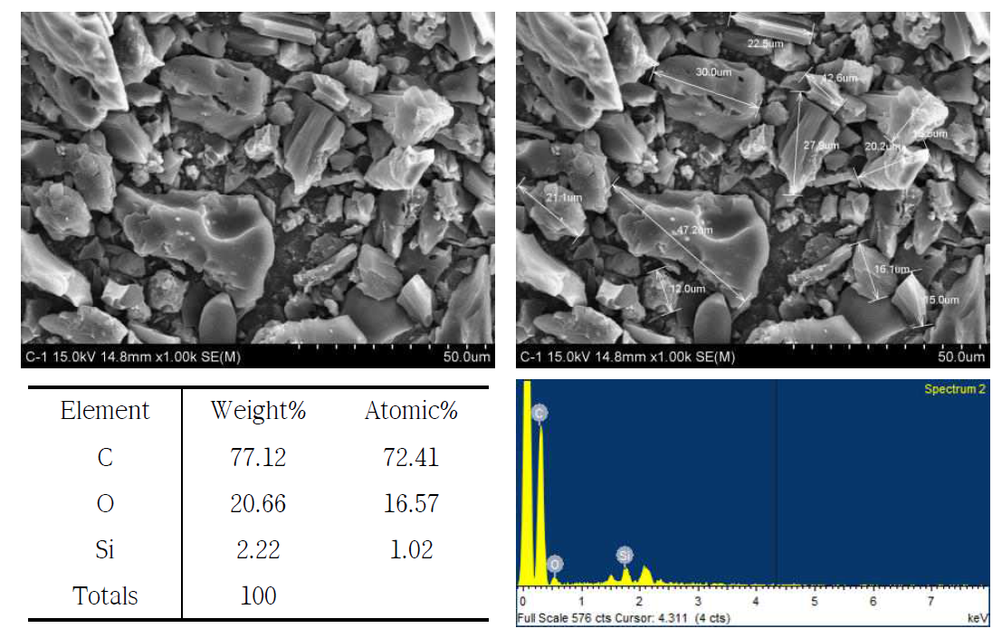 활성탄 SEM-EDS 분석 결과