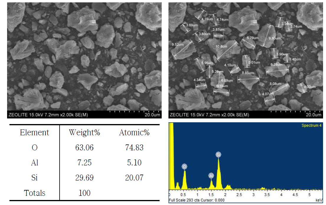 제올라이트 SEM-EDS분석 결과