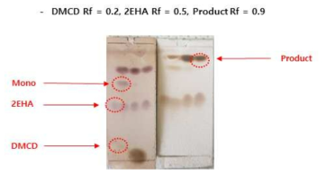 DMCD 에스터 반응중 TLC 모니터링