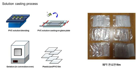 Solution casting process를 이용한 합성 가소제 함유 film 제조 모식도