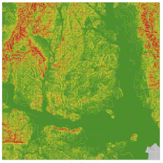 22,500개의 세부 격자(100m × 100m)