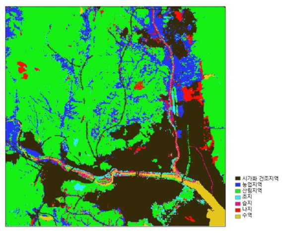화학사고 다매체 환경동태모델 대상 공간의 토지 피복도
