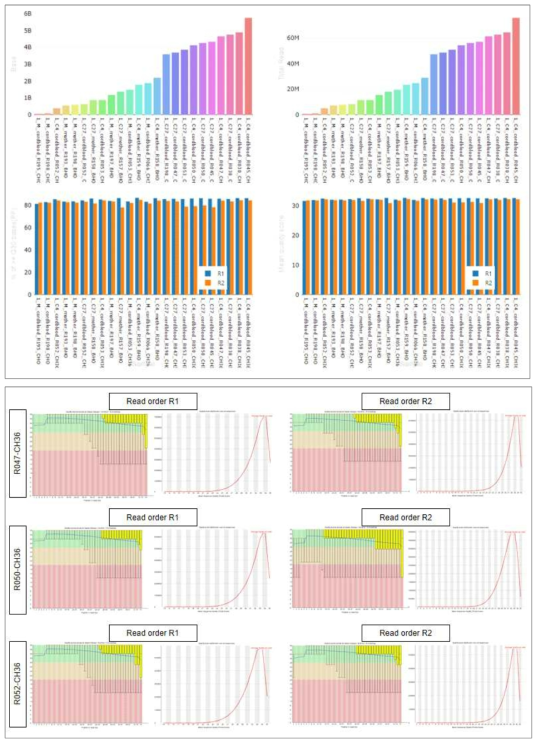 5차년 대표 결과에 대한 Illumina Nextseq 500 플랫폼을 이용하여 활성 히스톤 데이터 생산 및 QC 확인