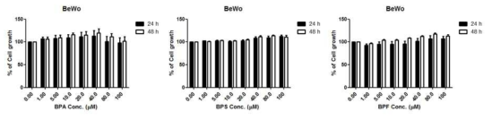BeWo 세포에서 비스페놀류에 대한 사전 세포독성 평가