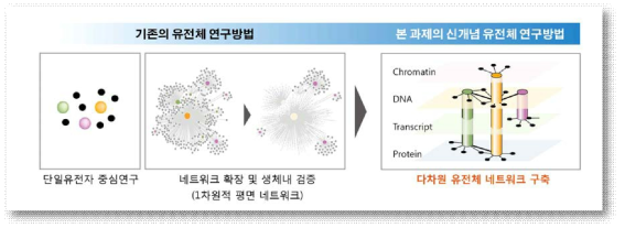 본 과제 수행을 통해 구축된 다차원 에피지놈 네트워크 개요