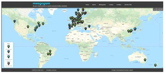 전 세계 메조코즘 시설 현황(출처: http://mesocosm.org)