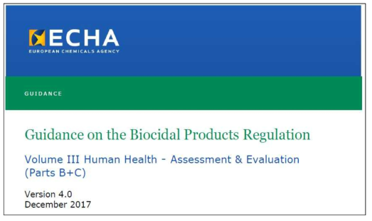 유럽연합의 살생물제품 복합노출에 대한 위해성평가 지침 자료 표지. (출처: ECHA, 2017, Guidance on the Biocidal Products Regulation)