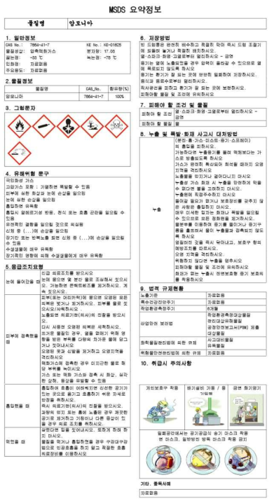 암모니아 MSDS