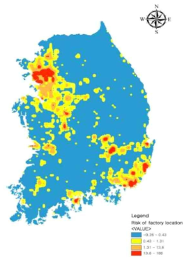 Kriging 보간법을 적용한 전국단위 화학물질사고 위험지도