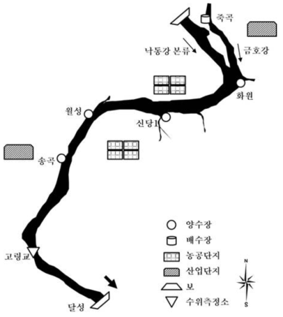 적용 대상하천 및 주요시설 위치