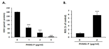 HepG2 세포에 PHMG-P를 처리하였을때 GSH감소와 산화적 스트레스 유도