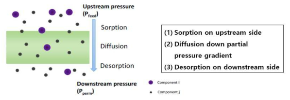 기체분리막 용해-투과 기작