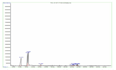 T4 배양액 증류수 분획층의 GC-MS 분석 결과