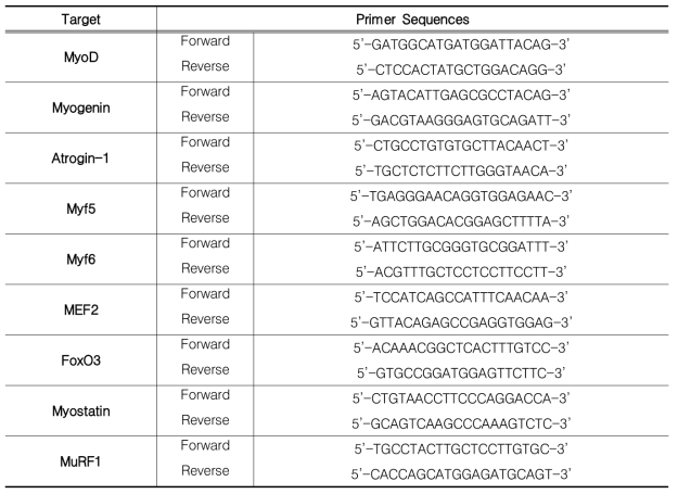 Specific primer sequences for PCR