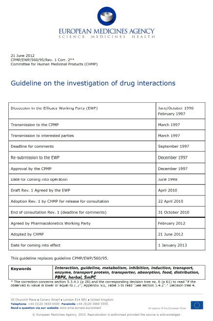 EMA 약물상호작용 guidance