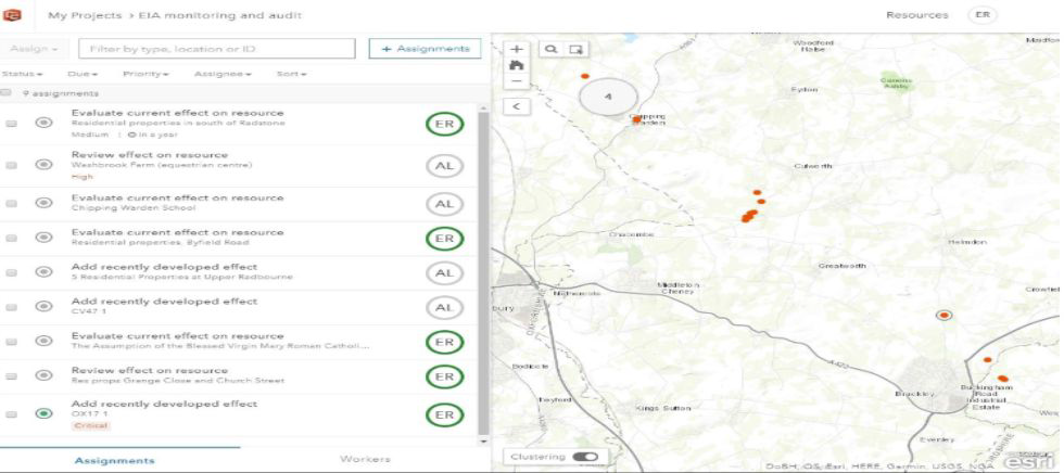 사업 참여자들이 사업 현황을 모니터링하기 위한 온라인 GIS 플랫폼 (출처 : https://www.arcgis.com/apps/Cascade/index.html?appid=3a570d38b19c4bb388a04d9915882e28)