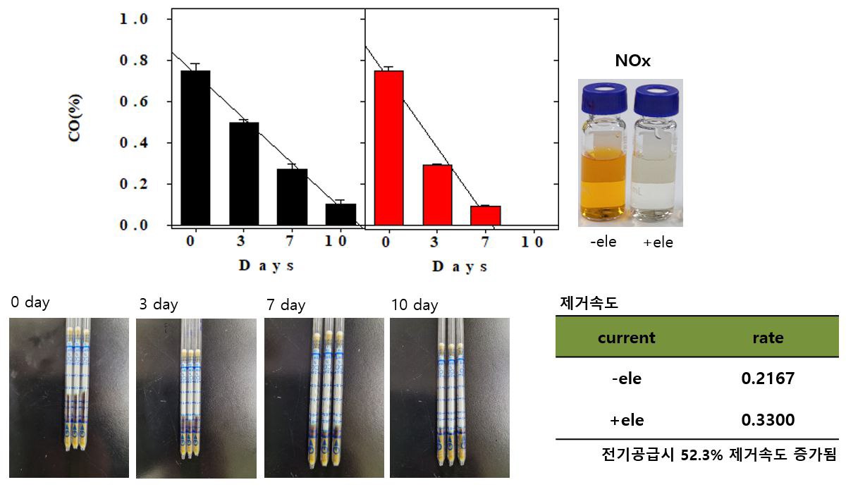 전기적 환원력 공급에 따른 CO 제거 효율