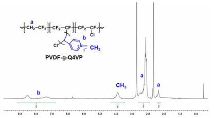 대용량 반응기를 이용한 피리디늄염 그라프트 반응 생성 고분자의 핵자기공명 스펙트럼(NMR) 데이터