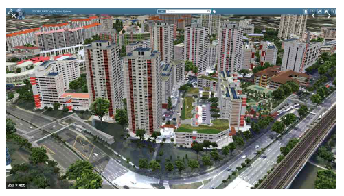 싱가포르 도시의 3차원 모델 구현 예시