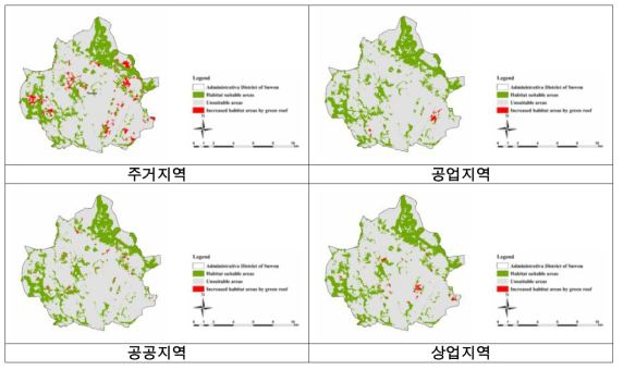 2차년도 시나리오 반영에 따른 박새과의 잠재서식확률 지도