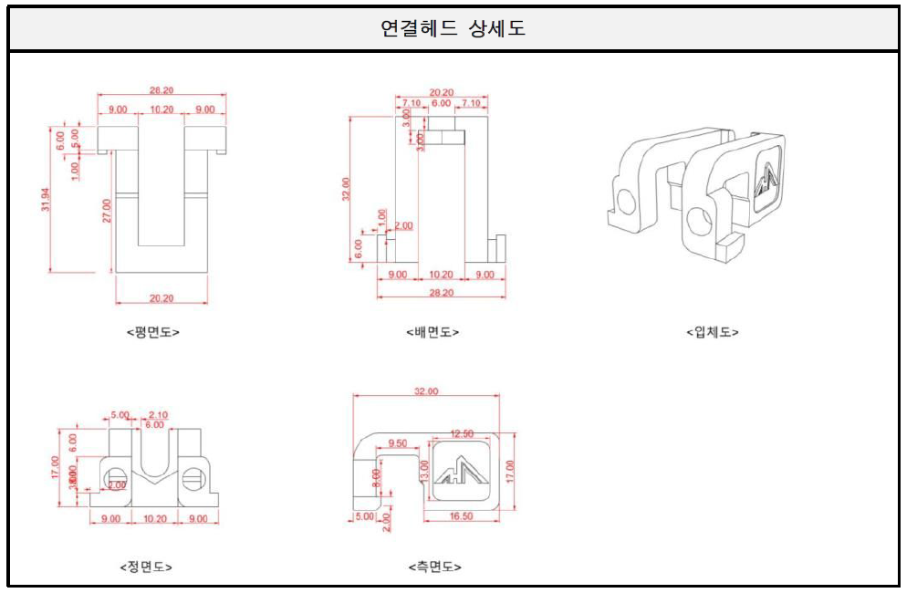 휀스형 벽면녹화 시스템 연결재(연결헤드) 도면