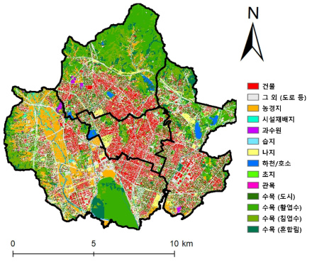 도시 생태계 탄소 저장량 산정을 위한 수원시 상세 토지 피복 이용도