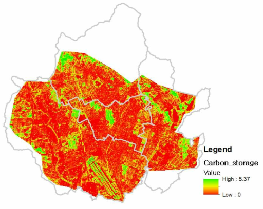 RF 기반 수원시 30 m 격자 내 탄소저장량 지도