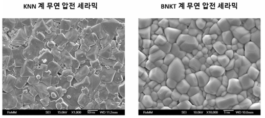 KNN계 및 BNKT계 무연 압전 세라믹의 SEM 측정