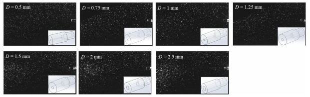 노즐의 지름 변화에 따른 분사유동 가시화 결과
