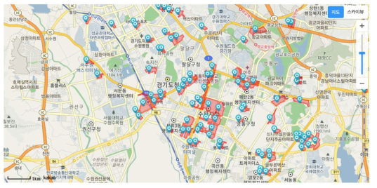 경기도 발달 상권 현황 데이터의 구축 현황 예시 *출처 :　경기도시장상권진흥원(2021) 발달상권 현황 데이터셋