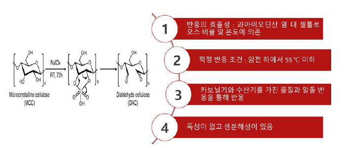 Dialdehyde cellulose의 반응 메커니즘 및 특성