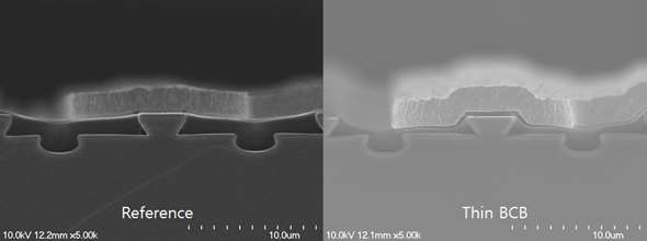 BCB 두께 변경 전후 SEM 사진