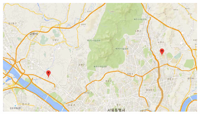 공간 선택을 위한 Google map API 기능 구현(서울과기대 영상，항공대 영상 선택가능)