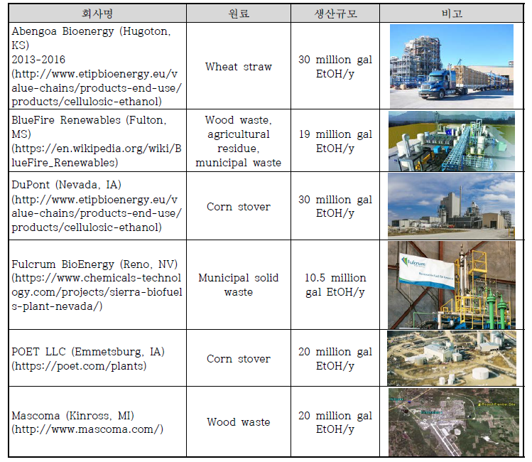 미국의 목질계 바이오매스를 이용한 바이오알코올 생산규모