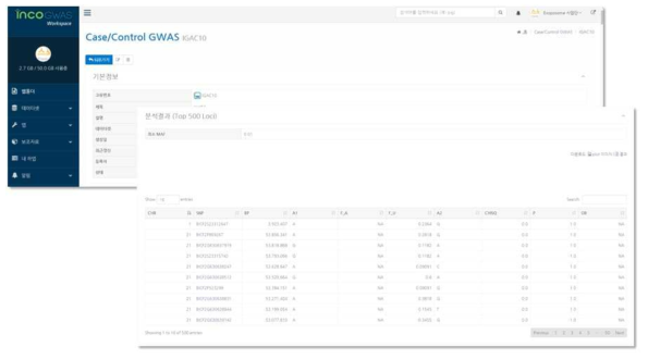 case/control gwas 분석기능 지원