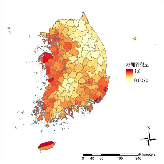 기초자치단체별 재해 위험도