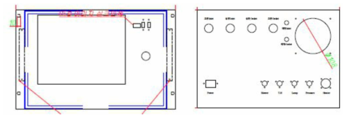 시제품 제어 케이스 설계안(2차)_(좌) 전면부, (우) 후면부