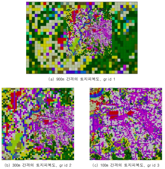 각 grid별 토지이용피복 분류도