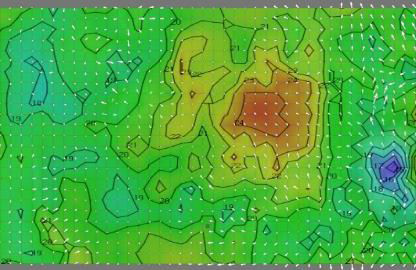 case5 1.5m 5시 기온분포 및 풍향