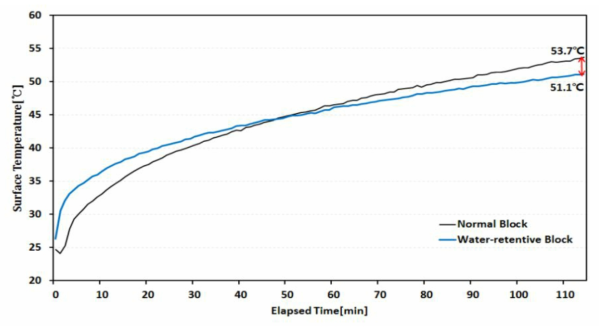 일반블록과 보수블록의 표면온도 변화