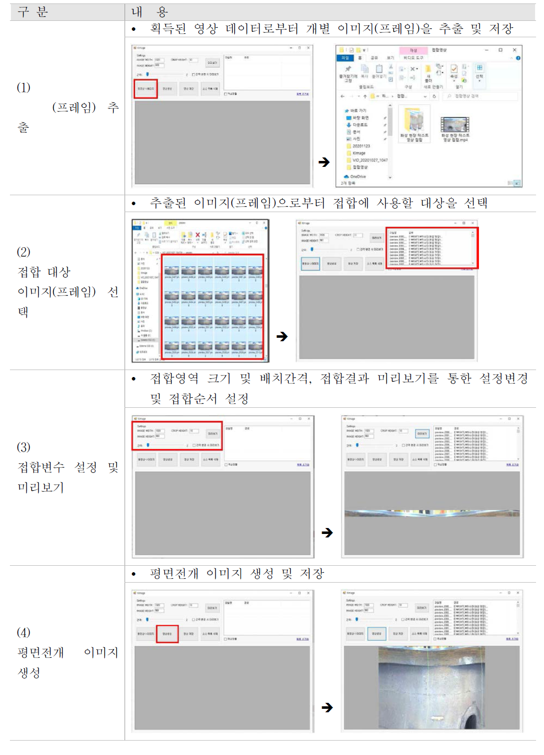 영상처리 소프트웨어(KImage)의 평면전개 이미지 생성과정