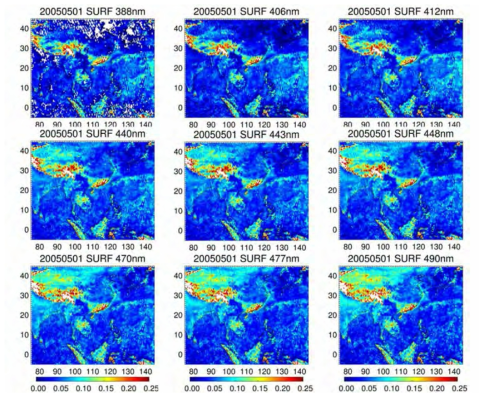 case of a surface reflectance output by wavelength generated on May 1, 2005