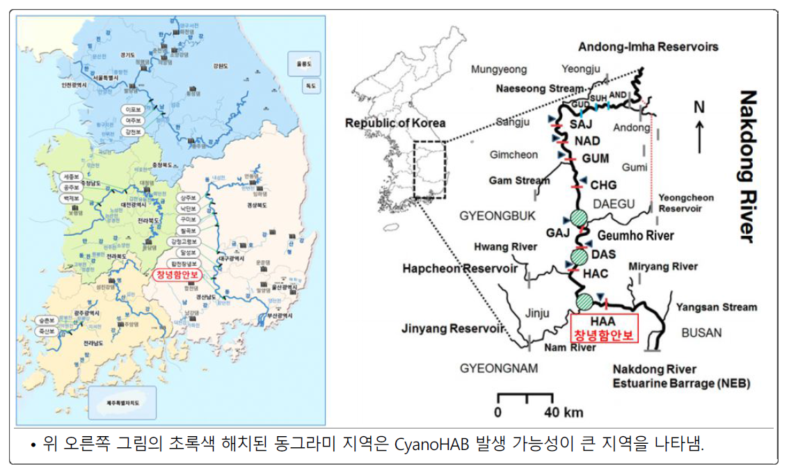 낙동강 8개보의 위치