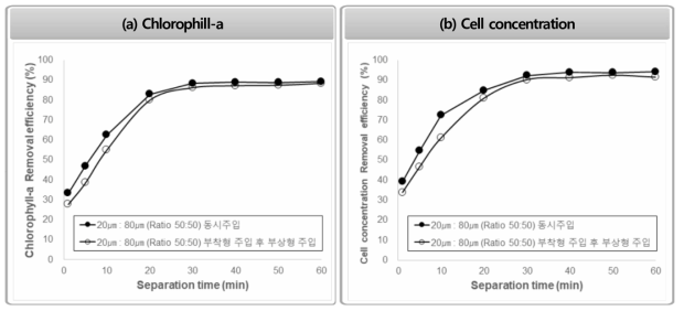 Dual high rate DAF 공정에서 가압수 분사방법에 따른 조류제거 효율 비교