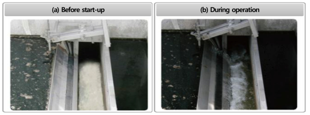 Outward weir type 수류식 스컴 수거장치의 운전 현황