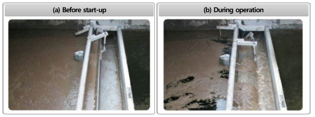 Inward weir type 수류식 스컴 수거장치의 운전 현황